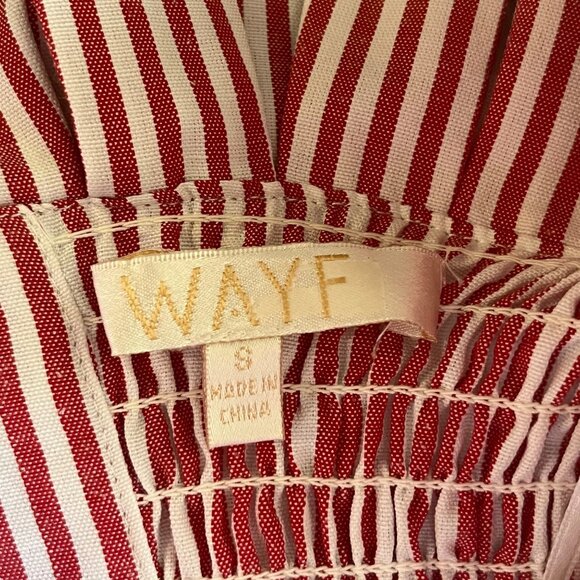 SMALL EUC Wayf Anzio Off Shoulder Red White Stripe Ruffle Crop Top - Picture 3 of 12